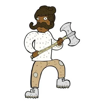 Cartoon man with axe Stock Illustration