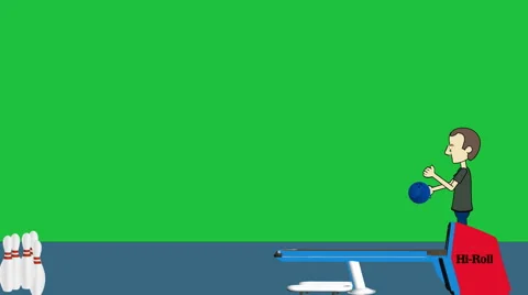 Cartoon Man Bowling:  Looping + Matte Stock Footage 43220614