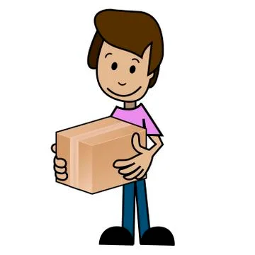 Cartoon man with the box Stock Illustration