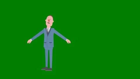 Cartoon Man Bumped by White Board Entrance (Blue Screen Transition+ Matte) Video stock 126408599