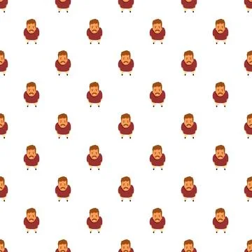 Cartoon man character pattern repeating on white background Stock Illustration