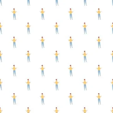 Cartoon man character repeating seamless pattern design イラスト素材