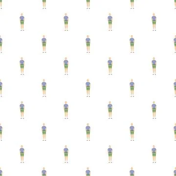 Cartoon man character repeating seamless pattern background Stockillustratie