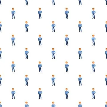 Cartoon man character seamless repeating pattern design 스톡 일러스트