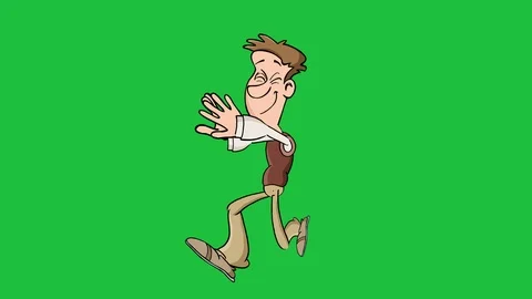 Cartoon Man Chasing (Loop): Green Screen + Matte Video stock 102725316