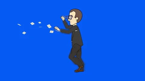 Cartoon Man Chasing Money:  Matte + Looping Stock Footage 63142424