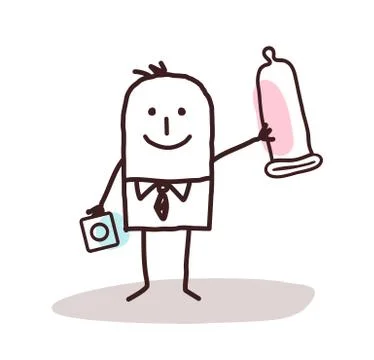 Cartoon man with condom Stock-Illustration