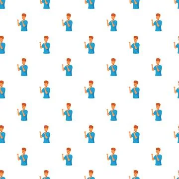 Cartoon man creating seamless pattern design for sport Stock Illustration