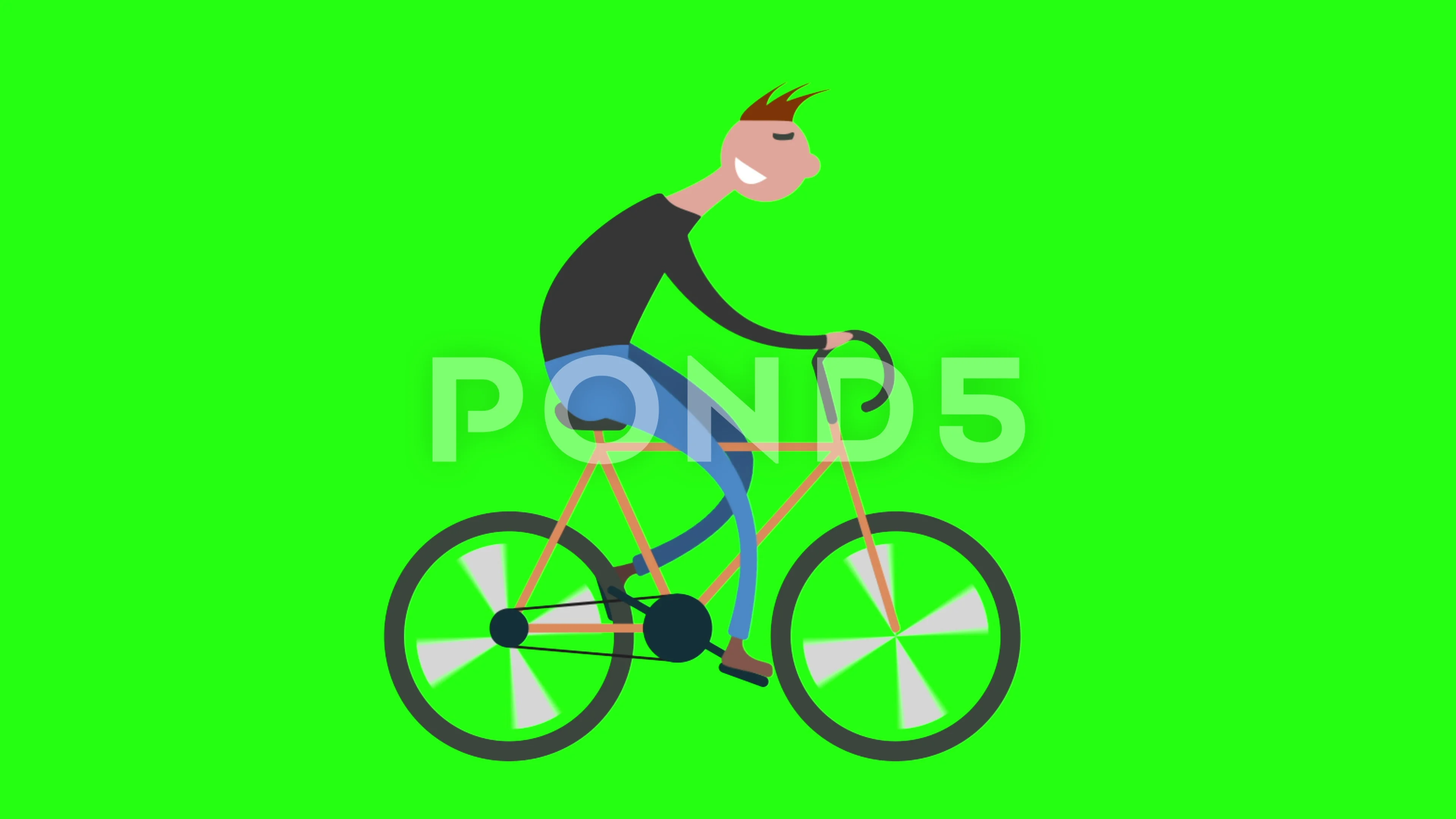 Cartoon man cycling road bicycle | Stock Video | Pond5