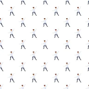 Cartoon man dancing pattern celebrating success and joy Stock Illustration