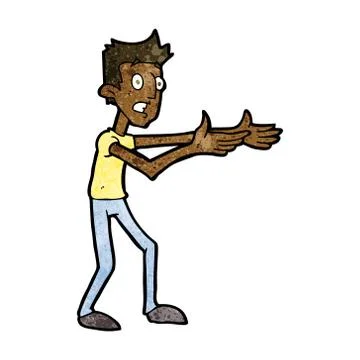 Cartoon man desperately explaining Illustrazione stock