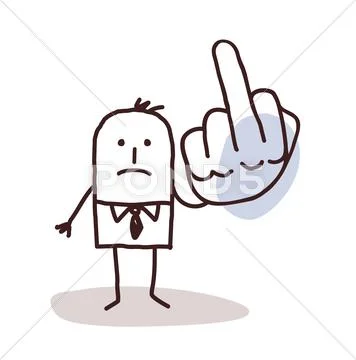 Cartoon man doing the finger up sign Stock Illustration