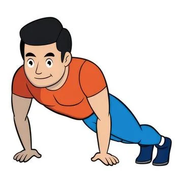 Cartoon man doing push up exercise on the floor Stock Illustration
