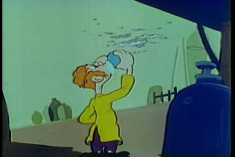 Cartoon of a man drinking foaming liquid then exploding Stock-Footage 11347787