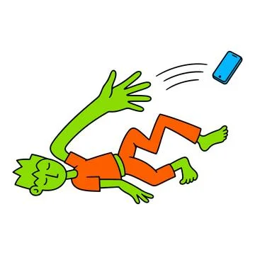 Cartoon Man Dropping Phone Stock Illustration