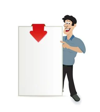 Cartoon man with empty banner Stock Illustration
