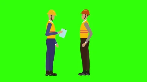 Cartoon man engineers character making construction plans green screen 库存影片 279843790