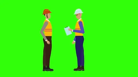 Cartoon man engineers character making construction plans green screen Stock Footage 279843796