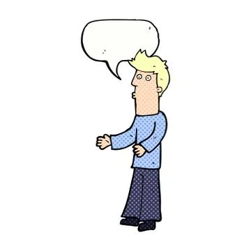 Cartoon man explaining with speech bubble Illustrazione stock