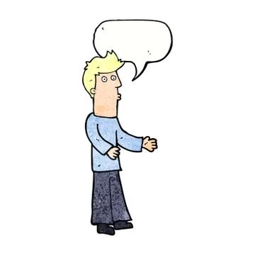 Cartoon man explaining with speech bubble Illustrazione stock