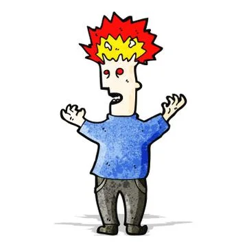Cartoon man with exploding head 스톡 일러스트