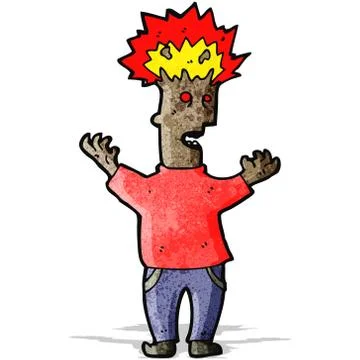 Cartoon man with exploding head 스톡 일러스트