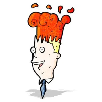 Cartoon man with exploding head 스톡 일러스트