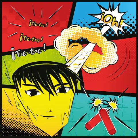 Cartoon man with an explosion Stock Illustration