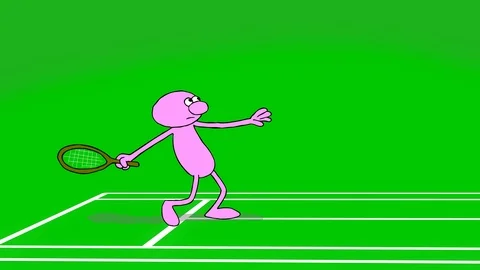 Cartoon man fall down while playing tennis, Video stock 90947523