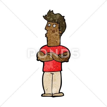 Cartoon man with folded arms Stock Illustration