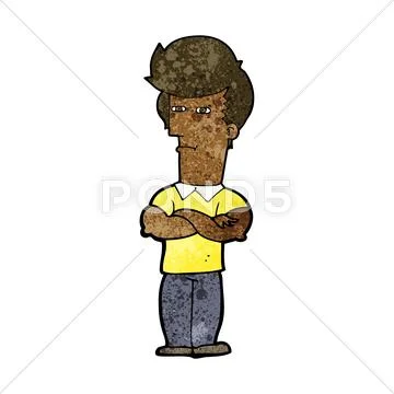 Cartoon man with folded arms Stock Illustration
