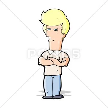 Cartoon man with folded arms Stock Illustration