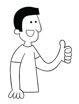 Cartoon man giving thumbs up, vector illustration Stock Illustration