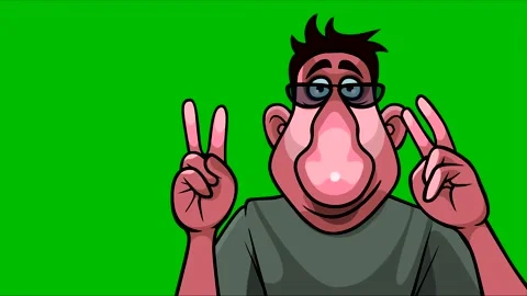 Cartoon man with glasses talking showing a gesture with fingers quotes Video stock 233985543