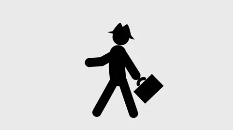 Cartoon, man go with briefcase,silhouett... | Stock Video | Pond5