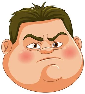 Cartoon Man with a Grumpy Expression イラスト素材