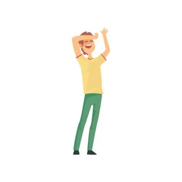 Cartoon man with happy face expression holding his hand on his forehead Illustrazione stock
