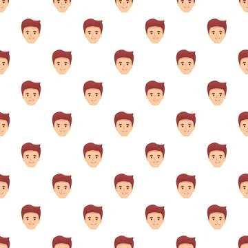 Cartoon man head pattern smiling on white background Stock Illustration