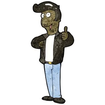 Cartoon man in leather jacket Stock Illustration