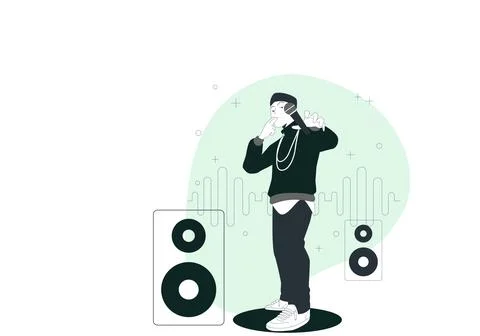 Cartoon man Mic drop Stock Illustration