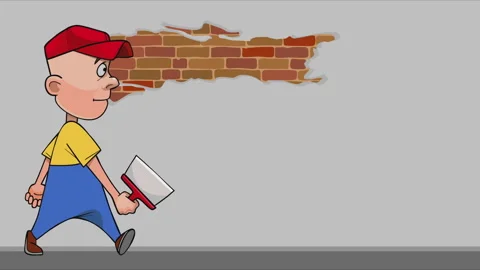 Cartoon man painted over the wall Stock-Footage 110699282