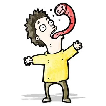 Cartoon man with parasite 스톡 일러스트