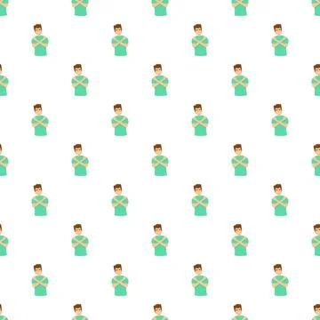 Cartoon man pattern with arms crossed Stock Illustration