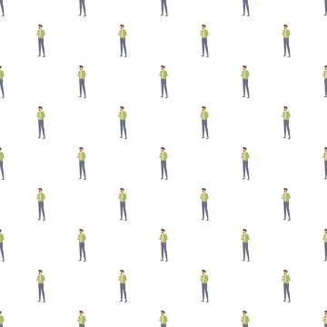 Cartoon man pattern repeating on a white background Stock Illustration