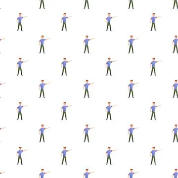 Cartoon man pointing direction seamless pattern background Stock Illustration