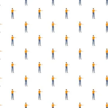 Cartoon man pointing hand repeating seamless pattern background Illustrazione stock