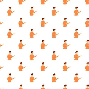 Cartoon man pointing hand repeating seamless pattern 库存插图