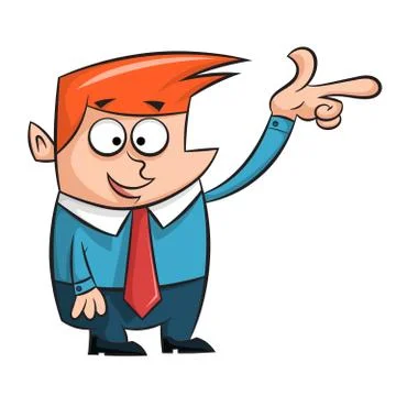 Cartoon man points finger at something Stock Illustration