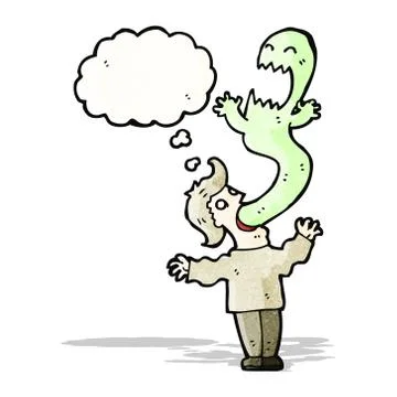 Cartoon man possessed by ghost Stock Illustration