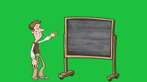 Cartoon Man Presentation on Blackboard:  +Matte Video stock 43220515